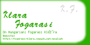 klara fogarasi business card